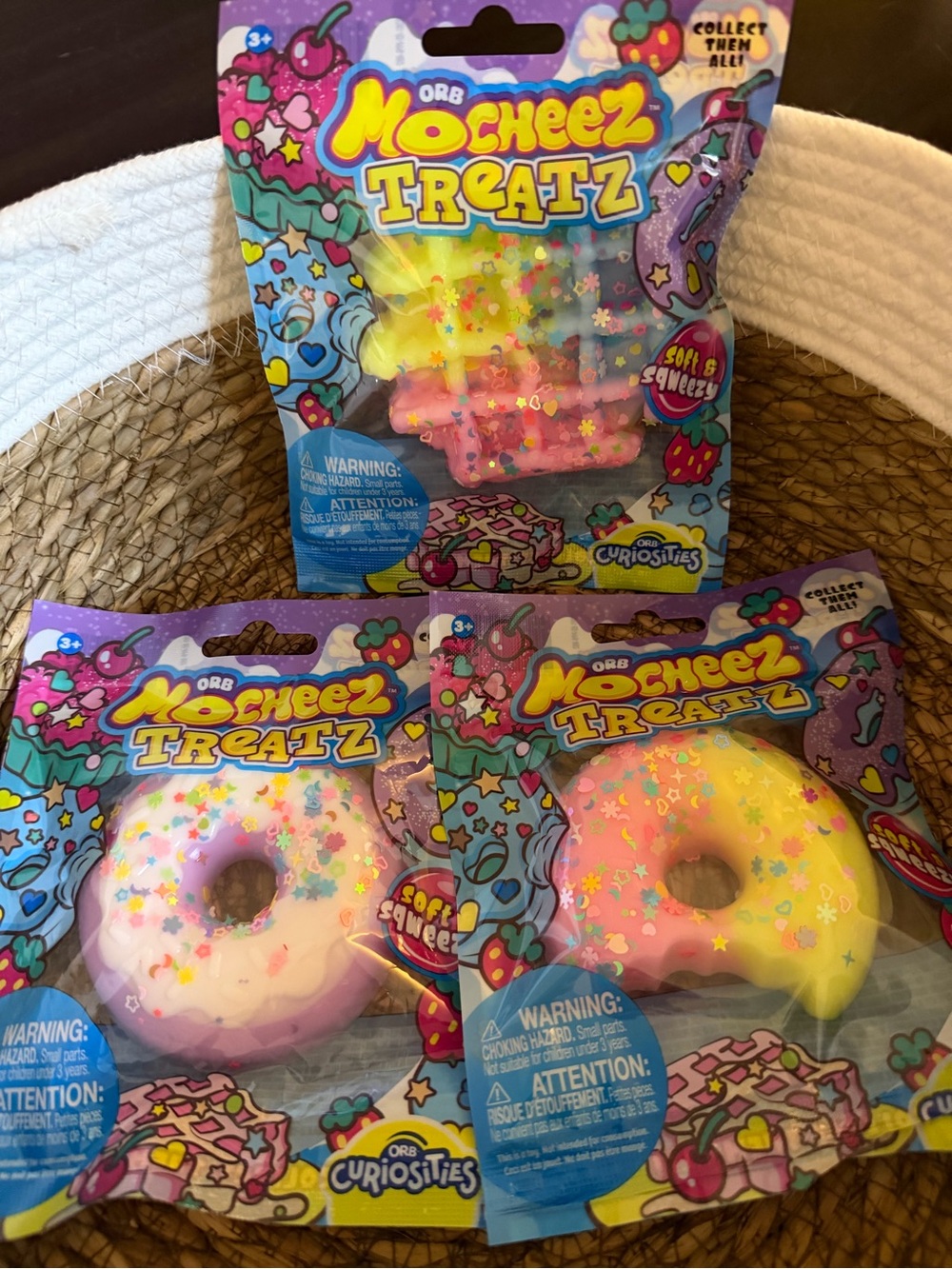 ORB Mocheez Treatz Squishy Toy Bundle: Waffle, & Two Donuts